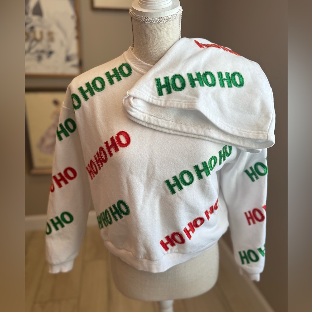 Set! QUEEN OF SPARKLES Kids White Holiday Ho Ho Ho Top & Shorts Set